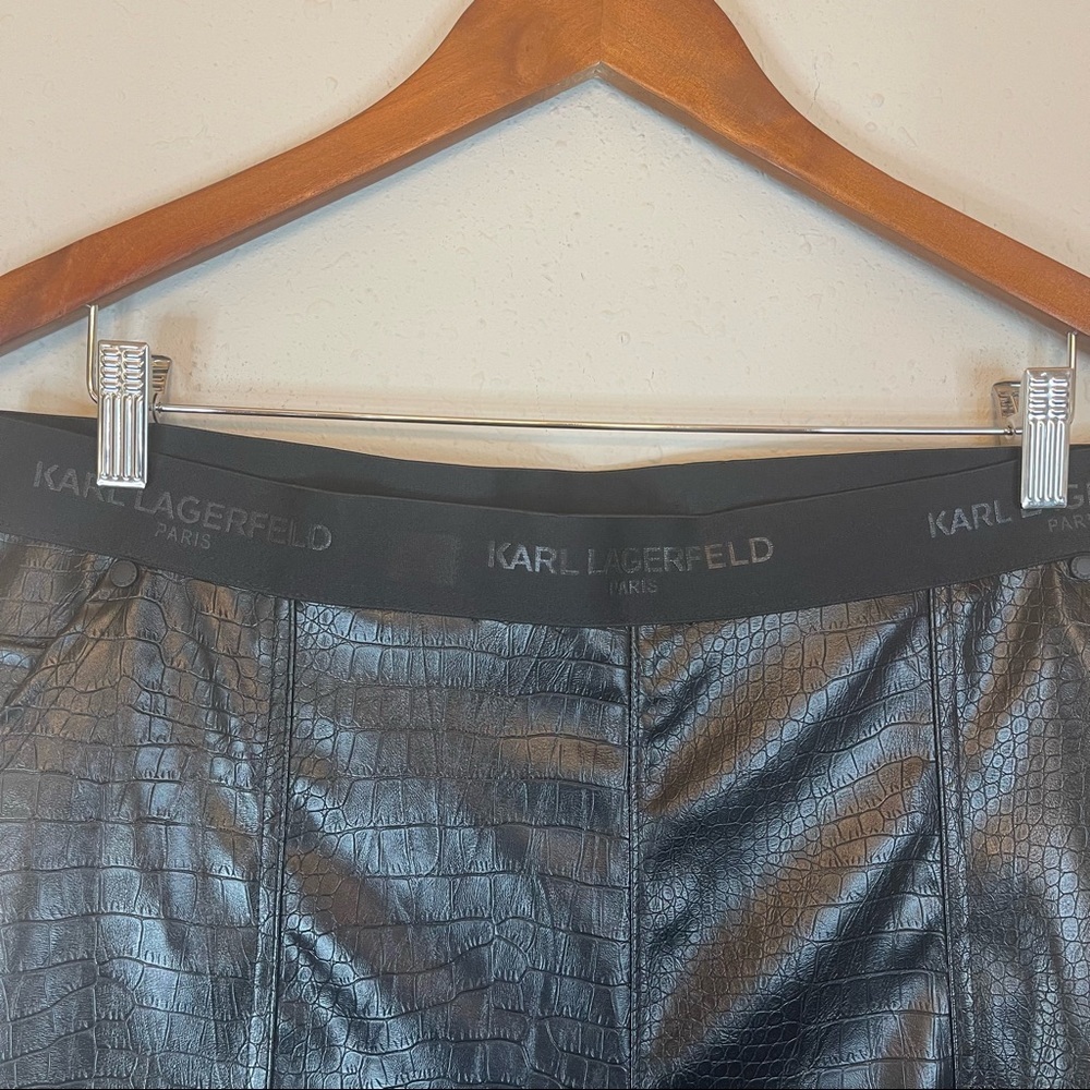 Karl Lagerfeld Paris Croc Vegan Leather Black Women’s Pants Size Large NWT - Picture 10 of 16